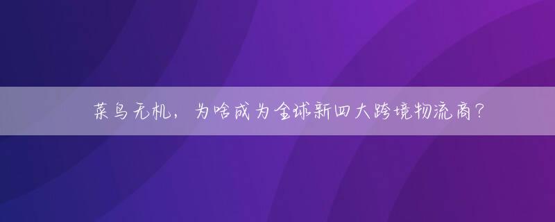 ​菜鸟无机，为啥成为全球新四大跨境物流商？
