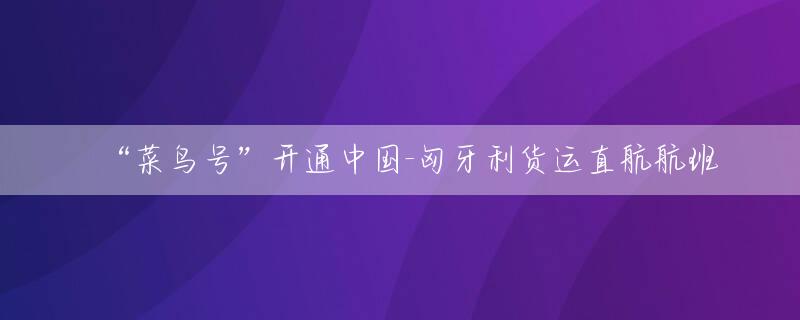 “菜鸟号”开通中国-匈牙利货运直航航班