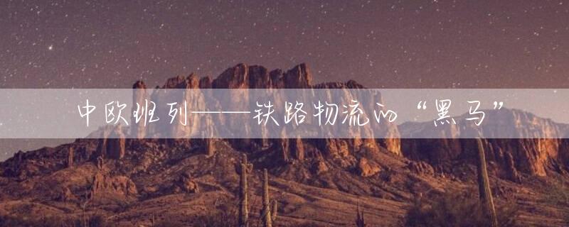 中欧班列——铁路物流的“黑马”