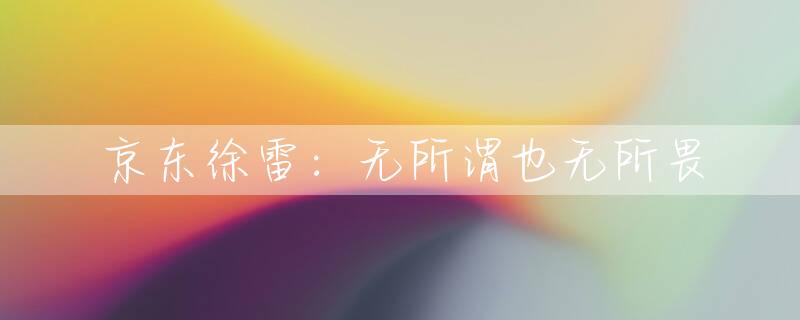 京东徐雷：无所谓也无所畏