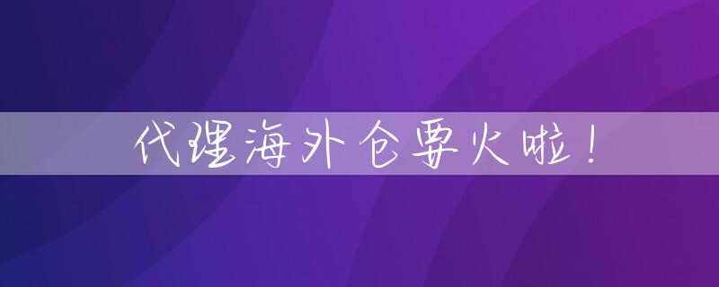 代理海外仓要火啦！
