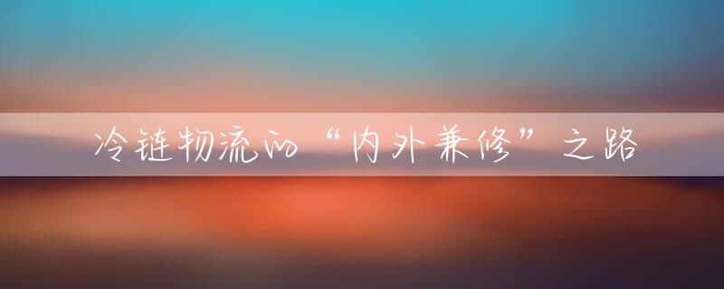 冷链物流的“内外兼修”之路