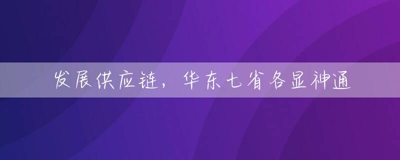 发展供应链，华东七省各显神通