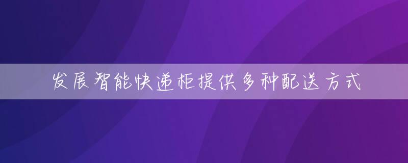 发展智能快递柜提供多种配送方式