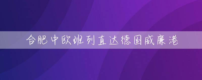 合肥中欧班列直达德国威廉港