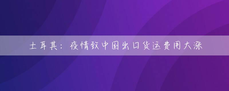 土耳其：疫情致中国出口货运费用大涨