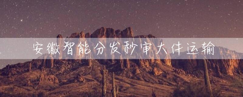 安徽智能分发秒审大件运输