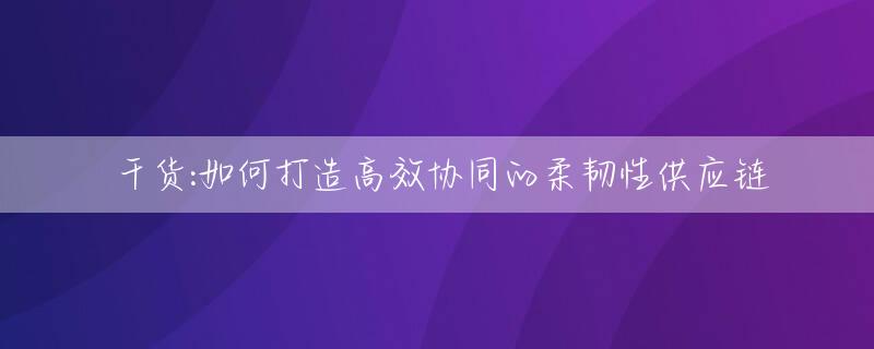 干货:如何打造高效协同的柔韧性供应链