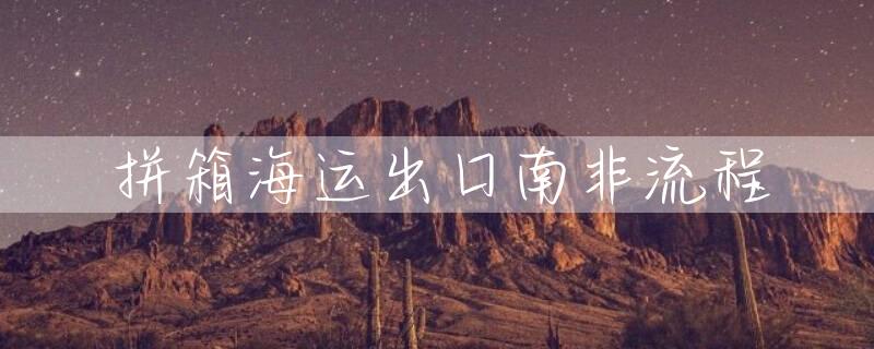 拼箱海运出口南非流程