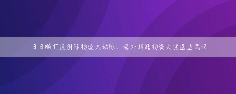 日日顺打通国际物流大动脉，海外捐赠物资火速送达武汉