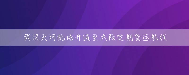 武汉天河机场开通至大阪定期货运航线