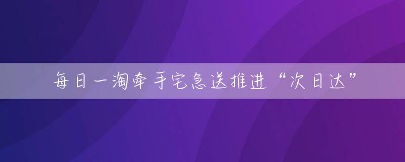 每日一淘牵手宅急送推进“次日达”