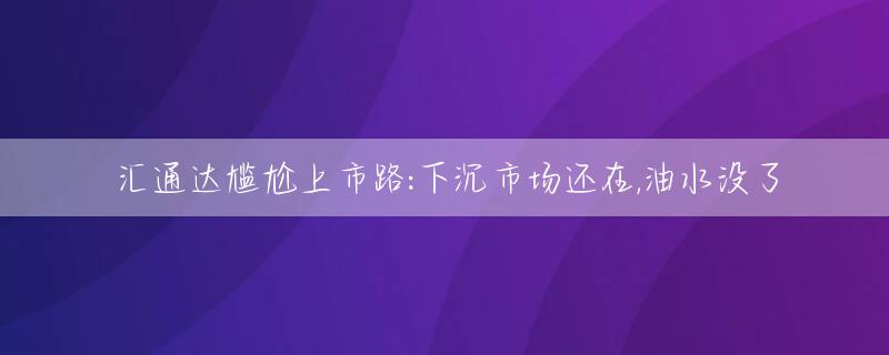 汇通达尴尬上市路:下沉市场还在,油水没了