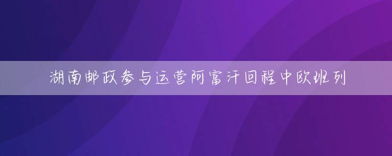 湖南邮政参与运营阿富汗回程中欧班列