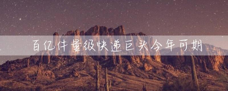 百亿件量级快递巨头今年可期