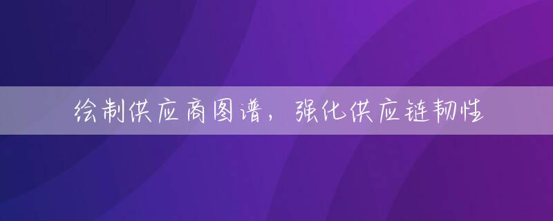 绘制供应商图谱，强化供应链韧性