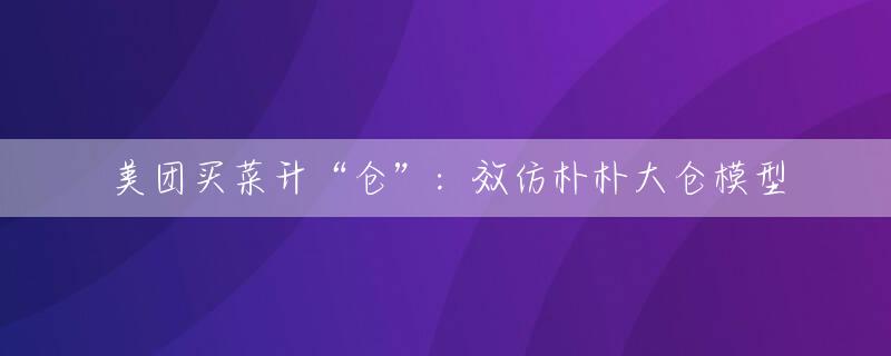美团买菜升“仓”：效仿朴朴大仓模型