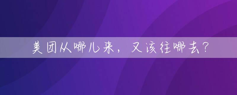 美团从哪儿来，又该往哪去？