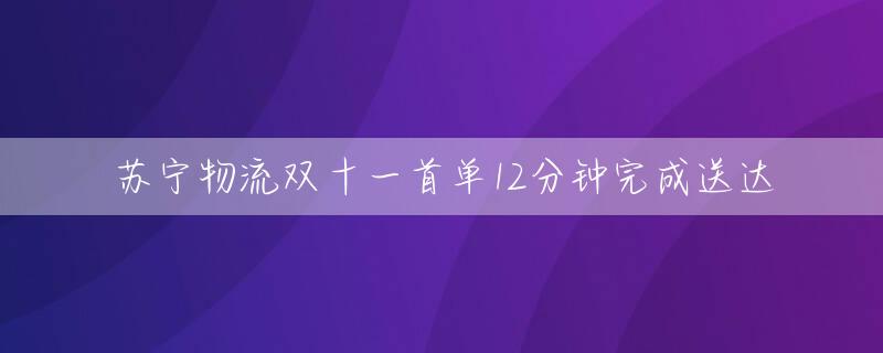 苏宁物流双十一首单12分钟完成送达