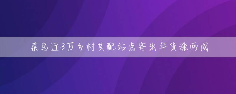 菜鸟近3万乡村共配站点寄出年货涨两成
