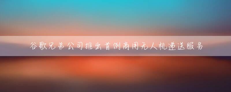 谷歌兄弟公司推出首例商用无人机递送服务