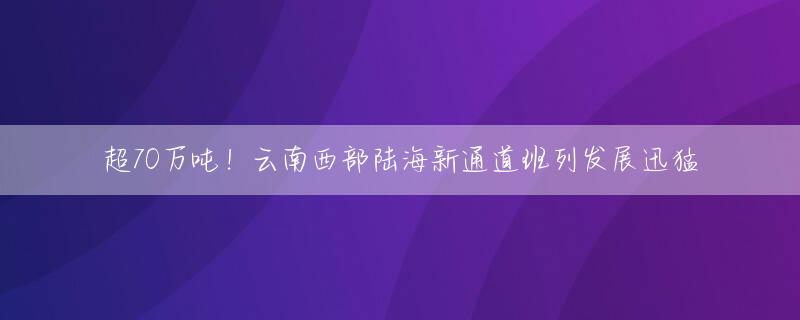 超70万吨！云南西部陆海新通道班列发展迅猛