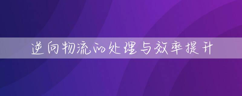 逆向物流的处理与效率提升