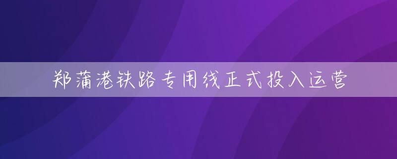 郑蒲港铁路专用线正式投入运营