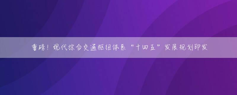 重磅！现代综合交通枢纽体系“十四五”发展规划印发
