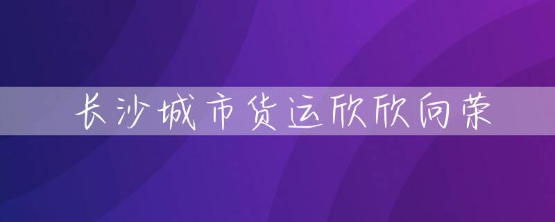 长沙城市货运欣欣向荣
