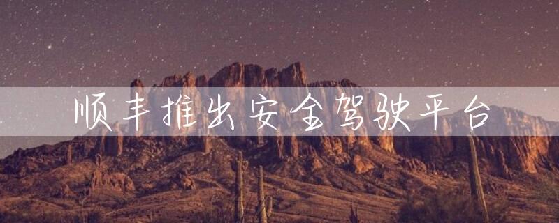 顺丰推出安全驾驶平台